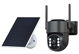 FUSHERUI Solar Security Cameras Wireless Outdoor, 100% Wire-Free 4K Solar Camera for Home Security, Weather-Resistant with Color Night Vision, 2-Way Talk, Cloud/SD Storage (Black)
