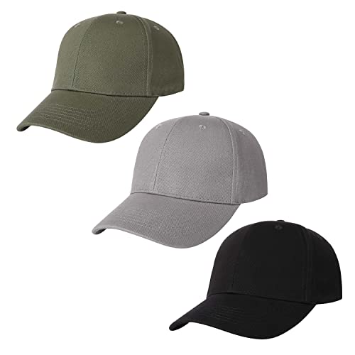 Image of 3 Pack Plain Cotton Strapback Baseball Hat Adjustable Low Profile Blank Team Ball Caps for Men Women