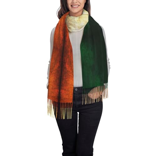 Écharpes à franges drapeau irlandais noir pour homme femme foulard châle chaud