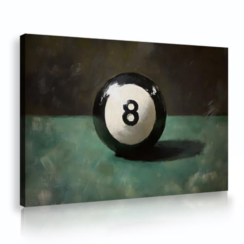 Table verte billard 8 boule art mural sur toile pour habiller un grand mur d'appartement