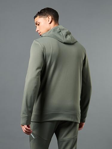 Image of TECHNOSPORT Mens Fleece Slim Fit Solid Regular Fit Hooded Jacket with Techno Warm+, Fast Dry for Winter Use