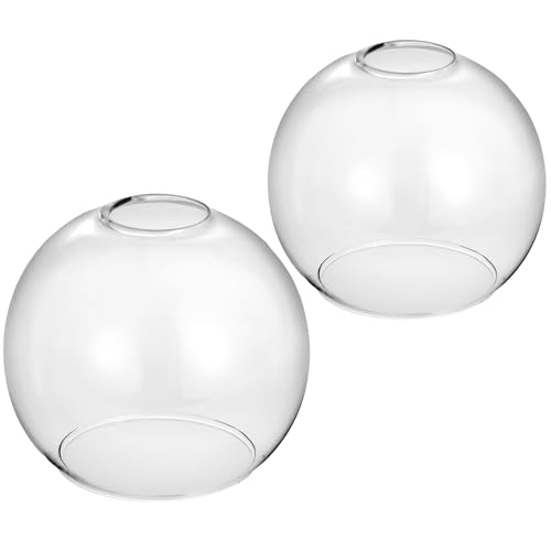 Image of Handblown Clear Glass Globe Shade - 1.65 inch Fitter Opening - Replacement Lamp Shade for Pendant Lights, Chandeliers, Wall Sconces, Vanity & Ceiling Fixtures (2 Pack)