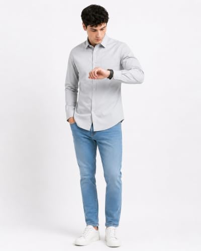 Image of Ketos Plain Grey Stylish Formal Shirt for Men | Full Sleeves | Regular Fit | Cotton