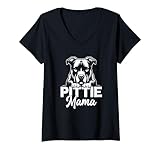 mamma pitbull pittie mama mamma cane pitbull nonna maglietta con collo a v