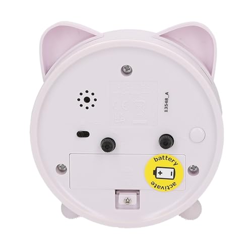 Depesche 13548 TOPModel Kitty and Doggy - Wecker in Rosa für Kinder, mit Hunde und Katzen Motiv und Ohren, lautlose Uhr mit Licht-Funktion, inklusive Batterie