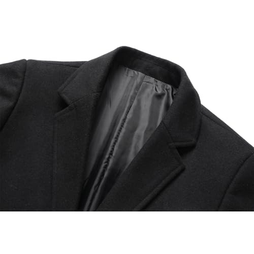 Image of INVACHI Men's Wool Blend Long Trench Coat Notched Collar Single Breasted Overcoat Warm Winter Pea Coat