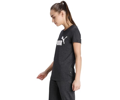 Image of Puma Women's Essentialentials Logo T-Shirt | 100% Cotton Regular Fit T-Shirt for Women | Ribbed Crew Neck | Iconic Puma Logo | Ideal for Workouts, Casual Outings & Everyday Wear