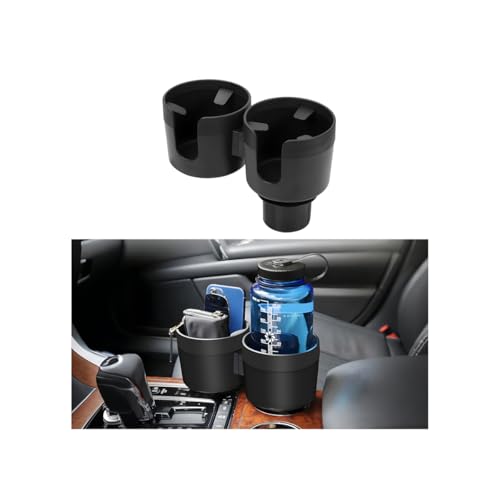SWPHRT Car Cup Holder Expander 2 in 1 Multifunctional Vehicle Dual Water Bottle Holder Adapter Extender with Adjustable Base Automotive Interior Drink Cup Insert Universal Fit (Black)
