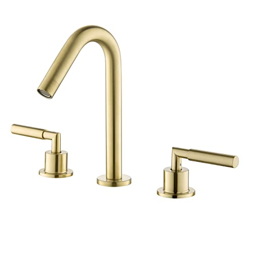 Lavabo baño Generalizado, bisurio S 3 Orificios, Toque batería Cuenca Acero Inoxidable Doble manija, Fregadero tocador de Lujo Ligero, Compatible con Oro W