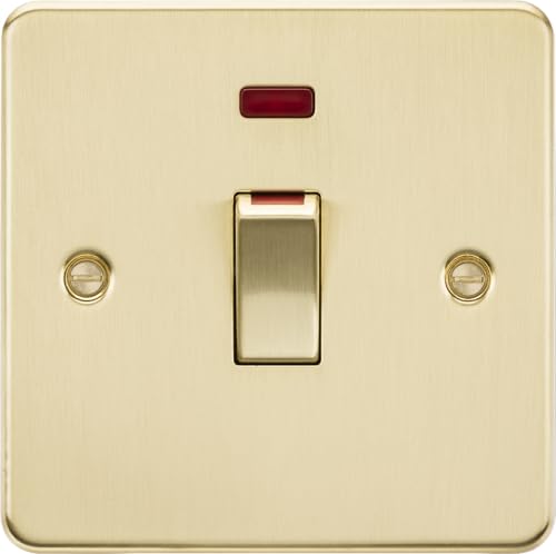 Image of Knightsbridge 45A DP Switch with Neon (1G size) - Brushed Brass