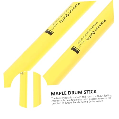 Baquetas de madera de arce 2 pares amarillas, ligeras para principiantes | Set de 4 piezas, acabado liso, diseñadas para instrumentos de percusión, fácil manejo, sensación ligera, agarre equilibrado miniatura 3