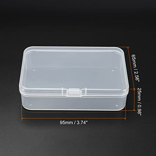 Image of PATIKIL Clear Storage Container with Hinged Lid 95x65x25mm, 4 Pack Plastic Rectangular Box for Beads Art Craft