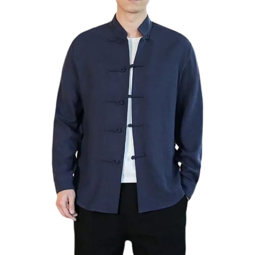 Hanfu chemise col cheongsam veste rétro homme au design épuré et finitions boutons