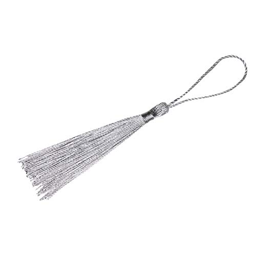 Tupalizy Mini Silky Handmade Soft Flossy Bookmark Tassels with Cord Loop for Keychain Earring Jewelry Making, Souvenir, Graduation, Clothing Sewing, Gift Tag DIY Craft Projects, 20PCS (Silver) by Tupalizy - Image 3