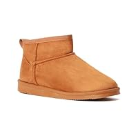 FabKids Kids Mini Snow Boots Girls Winter Ankle Faux Fur Lined Snow Shoes Fuzzy Low Boots for Big Kids Size 4