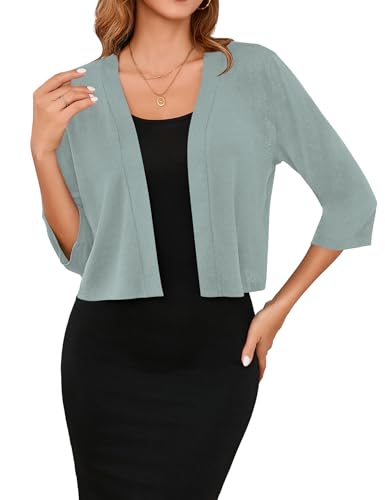Image of Iandroiy Women's 3 /4 Sleeve Shrugs Lightweight Open Front Cropped Cardigan for Women