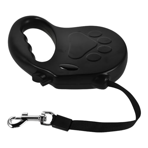 COLLBATH 伸縮リード:Paw Print ロック 伸縮式犬用リード - 5m 伸縮式ペットウォーキングロープ 大型犬・小型犬用 長距離散歩用