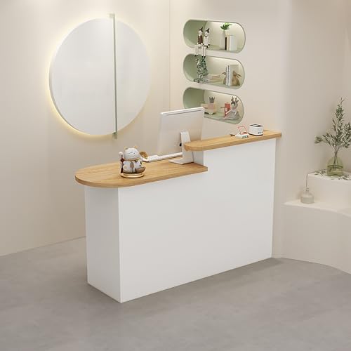 HOFMSX フロントオフィス受付デスクカウンター、木製のコンピューターとチェックアウト、小さなスペースに適した小売カウンターチェックアウト、理想的なビジネス、モールなど。(C-1、