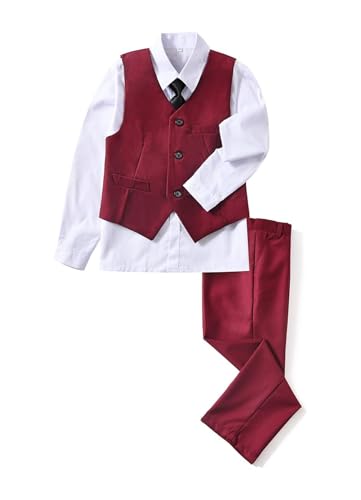 Image of Boys Formal Suits Slim Fit Vest Pant Set for Kids Wedding Tuxedo