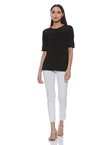 Image of Max Women's Lace Insert Round Neck Regular Fit Top