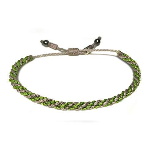 Gray Green Sailor Rope Bracelet For Men And Women - Braided Waxed Cord Woven Hand Knotted Nautical Unisex Jewelry #TOP6