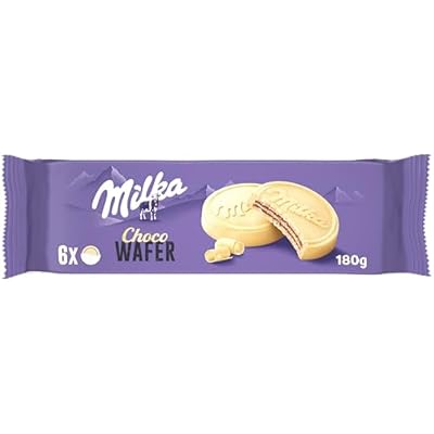 Milka Choco Wafer Galleta Barquillo Cubierto de Chocolate Blanco y Relleno de Cacao  180g