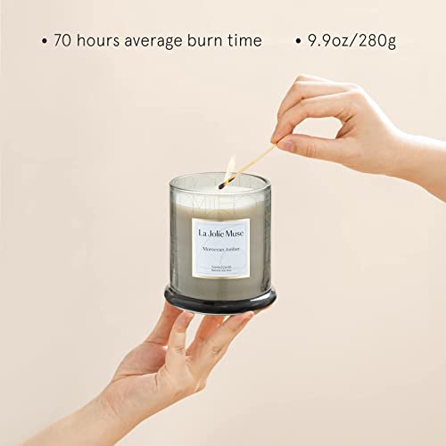 La Jolie Muse Moroccan Amber Scented Candles With Gift Box, Candles Gifts For Women & Men, Natural Soy Wax Candles, Luxury Glass Jar Candles, 10 Oz 70 Hours #TOP1