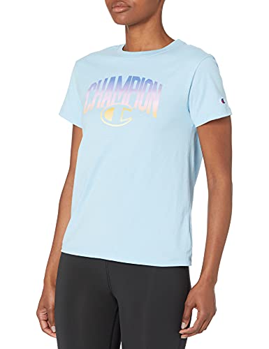 Champion Women's Classic Tee, Double Logo, Candid Blue-586415, XX-Large