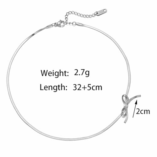 Jude Jewelers Stainless Steel Snake Chain Style Bowtie Knot Collar Necklace2