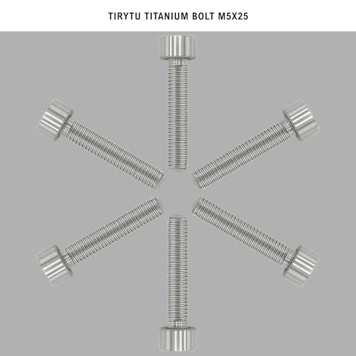 Image of Titanium Bolts M5x25, Natural Color, 6PC | Lightweight Hex Socket Screws, MTB /Road Bike /Motorcycle, Corrosion Resistant, Marine Grade Fasteners