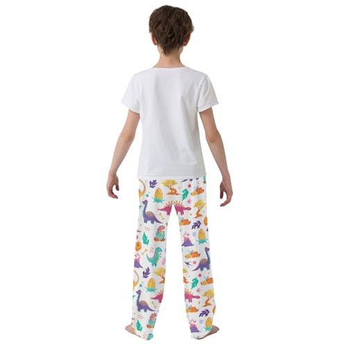 ZZXXB Dinosaur and Egg Boys Long Pants Soft Trousers Elastic Waist Kids Lounge Bottoms with Pockets S-XL3