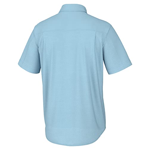 Image of HUK Men's Tide Point Kc Scott Original Artwork Short Sleeve Shirt, Fishing Button Down