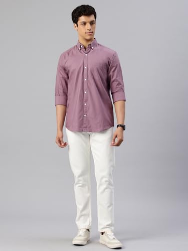 Image of Majestic Man Men's Solid Pure Cotton Casual Shirt - Slim Fit | Full Sleeves | Soft & Breathable Fabric