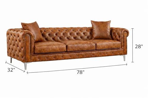Image of Luxury Sofa Set Luxury Chesterfield Sofa in for Home Living Room & Office (3 Seater Brown)
