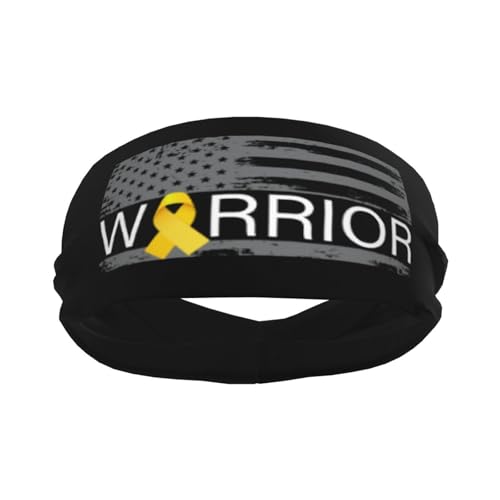 Childhood Cancer Warrior Awareness Ribbon Us Flag Adjustable Sports Headband Moisture-Wicking Sweatband for Running & Workout2