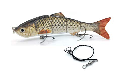 SIMSA-Expert Schuppen Wobbler | Swimbait Kunstköder (15cm, 35g) Stahlvorfach Set für Hecht Barsch Zander Schleppangeln sinkend