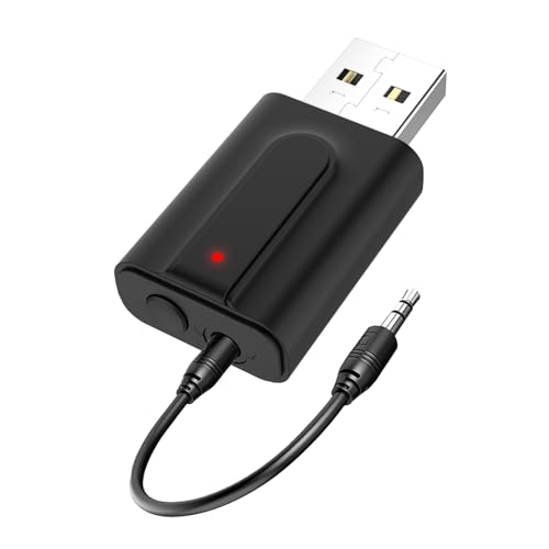 USB Bluetooth Sender Empf&auml;nger, 2-in-1 Bluetooth 5.0 Audio Adapter mit 3,5mm Aux Klinke Kable, BT Trasmitter Receiver f&uuml;r TV/PC/Auto/Kopfh&ouml;rer/Heimstereo/Kopfh&ouml;rer