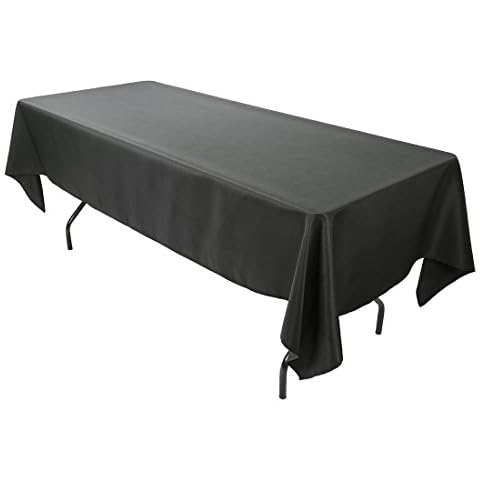E-TEX Rectangle Tablecloth - 60 x 102 Inch Rectangular Table Cloth for 6 Foot Table in Washable Polyester Black Cover
