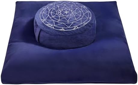 Zafu & Zabuton Meditation Cushion Set - Buckwheat Hull & Memory F...