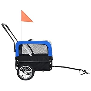 2-in-1-Dog-Bike-Trailer-and-Jogging-Stroller-Folding-Pet-Stroller-Bicycle-Carrier-Foldable-Dog-Cart-for-Bicycle-Pet-Wagon-Cargo-Carrier-and-Jogger-for-Small-and-Medium-Pet-Gray-and-Blue - Cucciolini Doodles 2-in-1-Dog-Bike-Trailer-and-Jogging-Stroller-Folding-Pet-Stroller-Bicycle-Carrier-Foldable-Dog-Cart-for-Bicycle-Pet-Wagon-Cargo-Carrier-and-Jogger-for-Small-and-Medium-Pet-Gray-and-Blue