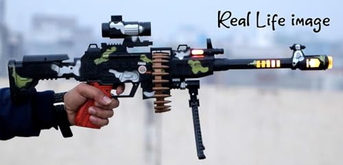 Image of zest 4 toyz 25 musical army style toy gun for kids with music, lights and laser light -(battery included)-Multi color