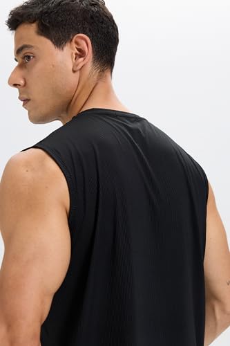 Camiseta sin Mangas para Hombre, Chaleco de Entrenamiento físico, Camiseta Deportiva de Secado rápido para Correr y Gimnasio Negro S