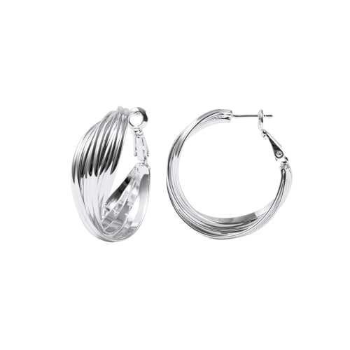 Pendientes aros tiras acabado en plata Vidal & Vidal