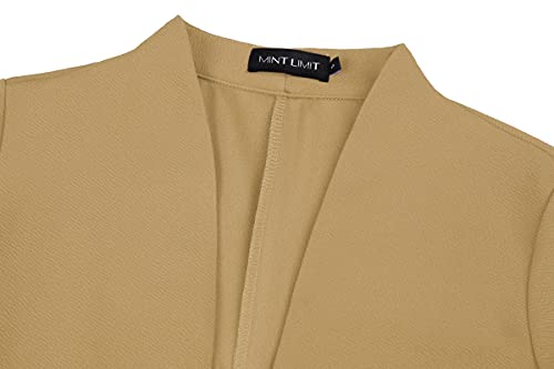 Unifizz Women's Collarless 3/4 Sleeve Lightweight Blazer Slim Work Office Business Jacket4