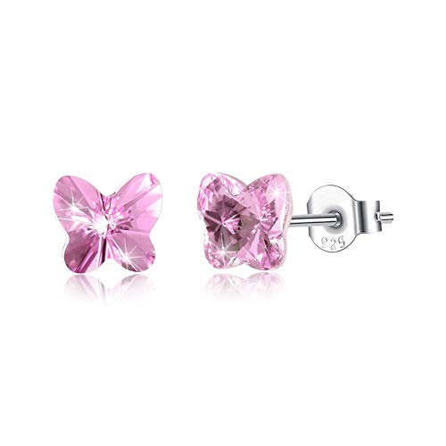 Boucles d'oreilles papillon cristaux argent 925 bijoux mode femmes