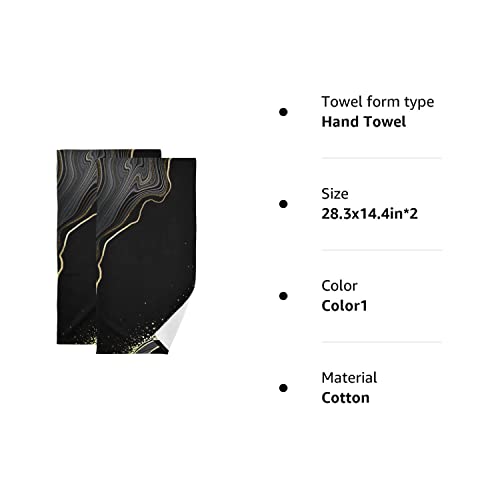 Bath Towels Set Of 2 Hand Towels For Bathroom Cotton Abstract Black Marble Gold Line Decorative 28X14In Absorbent Soft #TOP6