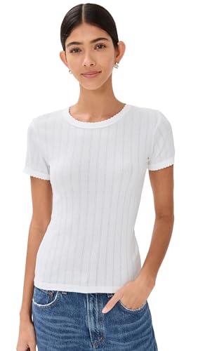Leset Women's Pointelle Short Sleeve Tee