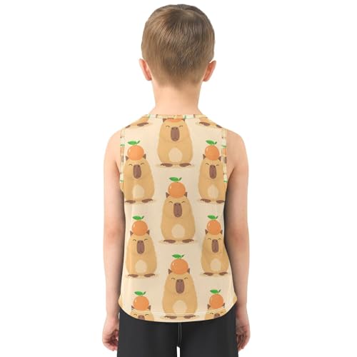J JOYSAY Cute Capybara Orange Boys Tank Top Sleeveless Muscle Shirts Quick Dry Kids T-Shirts 3-15T3