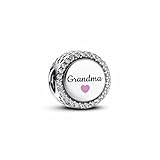 PANDORA Moments Engravable Grandma Charm - Gold Plated Charm with Cubic Zirconia - Jewelry for Women - Includes Gift Box