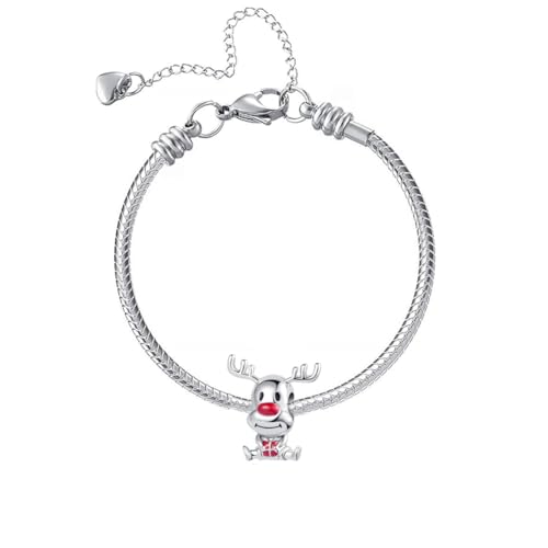 Image of Christmas Holiday Season Charms for Pandora Bracelets New Snowflake Santa Claus Home Moose Gift Tree Candy Cane Snow Globe